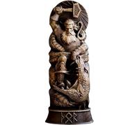 Norse Gods Figurine Craft Viking Mythology, Norse God Resin Statue Scandinavian Pantheons for Home Wine Cabinet Shelt Bookcase Sculpture Orament (D)