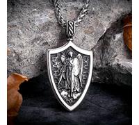 Norse Myth Guardian Angel Goddess Necklaces Men Archangel Valkyrie Pendant Christian Shield Amulet Faith Jewelry