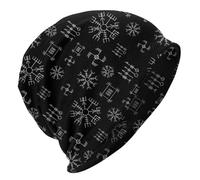 Norse Myth Navigation Compass Bonnet Hat, 3D Print Viking Vegvisir Vintage Street Warm Beanies Caps, Hip Hop Punk Hats(Color:Vegvisir A)