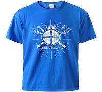 Norse Mythology Battle Ax Men's T-Shirt, 3D Viking Classic Print Summer Breathable Short Sleeves, Birthday Gift Ideas for Family and Friends. Blue