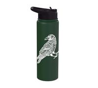 Norse Mythology Celtic Knot Viking Raven Rune Art Stainless Steel Insulated Water Bottle