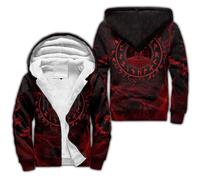 Norse Mythology Fleece Hoodies for Men Viking Tattoo Winter Thick Jackets Sherpa Lined Zip up Sweatshirt with Kanga Pocket(Mjolnir,L)