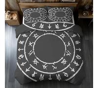 Norse Mythology King Szie Duvet Cover Sets - 3 Pcs Viking Runes Bedding Set Reversible Soft Microfibre Quilt Covers & 2 Pillowcases with Zipper Closure GS*25