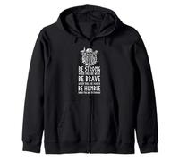 Norse Mythology Proverb - Strong, Brave, Humble - Viking Zip Hoodie