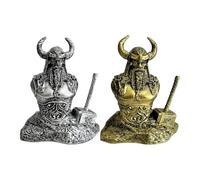 Norse Mythology Resin Sculpture - God of Thunder Statue with Hammer, Scandinavian Decor for Display Cabinet and Bookshelf