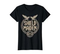 Norse Mythology Shieldmaiden | Shield Maiden Value Graphic T-Shirt, Women, Black, L