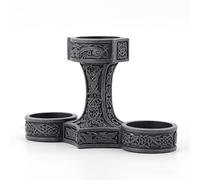 Norse Mythology Thor's Hammer Mjolnir Silver Finished Triple Tealight Candle Holder