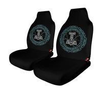 Norse Mythology Viking Thors Hammer Scandinavian Car Seat Covers, Seats Protection for Women and Girls, Suitable for Most Vehicles, Cars, Trucks, SUVs, Vans., 2PCS, style