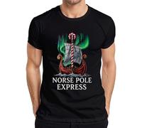 Norse Pole Express Viking Northern Lights Funny Men's T-Shirt, black, M