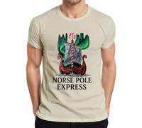 Norse Pole Express Viking Northern Lights Funny Men's T-Shirt, natural, M