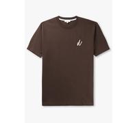 NORSE PROJECTS Mens Johannes Organic Chain Stitch Logo T-Shirt In Heathland Brown Mens Clothing Size: XL, Colour: Brown Fabric