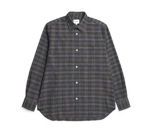 Norse Projects Ole Oversized Wool Check Shirt Charcoal Grey
