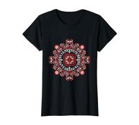 Norse Runic Mandala Viking Folk Art Ancient Pagan Symbol Value Graphic T-Shirt, Women, Black, M