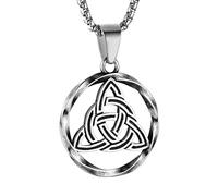 Norse Symbol Celtic Trinity Knot Triquetra Pendant Stainless Steel Irish Necklaces for Men Women, Stainless Steel