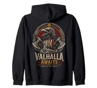 Norse Viking Mythology Warrior Runes Valhalla Odin Raven Zip Hoodie