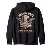 Norse Viking Mythology Warrior Runes Valhalla Odin Raven Zip Hoodie
