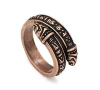 Norse Viking Runes Double Head Snake Ring,Women Men Adjustable Gothic Charm Thumb Ring,Handmade Polished Celtic Pagan Protection Animal Jewelry