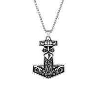 Norse Vikings Warrior Labrys Axe Necklaces Men Retro Stainless Steel Hammer Rune Amulet Pendant Male Scandinavian Jewelry