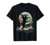 Norse Wolf Fenrir Howling Water Wave Celtic Knot Art T-Shirt