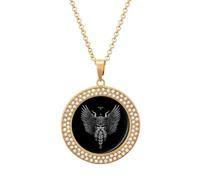 Norsemythology God Viking Raven Necklace for Women Adjustable Jewelry Pendant for Mom Wife Girlfriend Gifts Golden-style