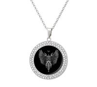Norsemythology God Viking Raven Necklace for Women Adjustable Jewelry Pendant for Mom Wife Girlfriend Gifts Silver-style