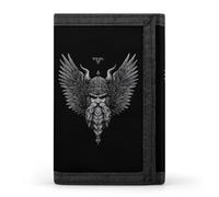 Norsemythology God Viking Raven Trifold Wallet Portable Slim Purse Wallet Card Holder with Zip for Men Women