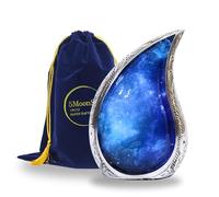 NORSE'S TRADECRAFT Teardrop Cremation Urn - Handcrafted Metal Ashes Holder with Double-Sided Galaxy Design - Large Capacity Funeral Urn for Adults - Unique Memorial Keepsake with Velvet Storage Bag