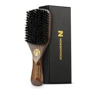 NORSEWOOD Boar Bristle Brush for Shine and Texture - Stiff Bristles for Medium Hair/Beards, Cleaning Brush Included
