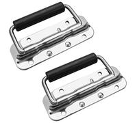 NORSON-NADISHA 2Pcs Box Handles Spring Folding Metal Chest Handle, 122x41mm Stainless Steel Spring Loaded Flight Case Handle for Toolbox Storage Boxes Luggage Hardware Replacement