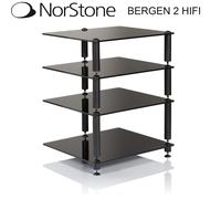 NorStone Bergen 2 Gloss Black HiFi Rack with 4 Black Glass Shelves Stand Unit
