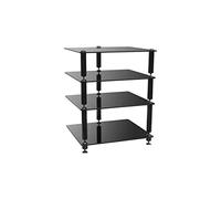Norstone Bergen 2 Black With 4 Black Glass Shelves HiFi Stand Rack FREE POSTAGE
