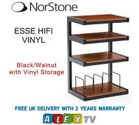 Norstone ESSE Black HiFi Rack Walnut Shelves Vinyl Record Storage AV Stand