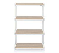 Norstone ESSE White With 4 Oak Shelves HiFi Rack Hi-Fi AV Furniture Stand