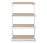 Norstone ESSE White With 4 Oak Shelves HiFi Rack Hi-Fi AV Furniture Stand