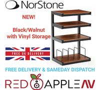 Norstone Esse Black With Walnut Shelves Hi-Fi Rack / Stand & Vinyl Storage