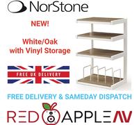 Norstone Esse Hi-Fi Rack / Stand With Vinyl Storage White Oak Shelves FREE P&P