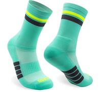 NORTEI Running and Trail Running Socks, Padded Half Shell, Compressive and Slip-Resistant Technical Sports Socks for Men and Women, DUO Ocean, S-M