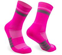 NORTEI Socked Running Socks & Trail Running Socks, Padded, Compression & Non-Slip, Technical Sports Socks for Men and Women, No Chafing, Duo Fluor Pink, L-XL
