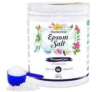 Nortembio 100% Pure Epsom Salt 800 g - Concentrated Source of Magnesium | for Sensitive Skin | with Hydrating Vitamins C & E | No Additives, Natural External Use + Free E-Book