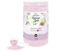 Nortembio Scented Epsom Salt 1,25 kg Magnesium Bath Salts with Vitamin C & E | Foot Soak, Home Spa, Muscle Relaxation & Wellness | Women & Men Choice of Fragrances + Free eBook (Straweberry Roses)