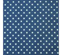Nortex Mill Copen Blue 100% Poplin Cotton Fabric with White Polka Dots (Per Metre)