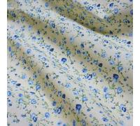 Nortex Mill Cream Polycotton Fabric with Delicate Blue Flowers (Per Metre)