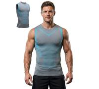 North Alpine Compression Vest Men - Instant Slimming Body Shaper to Hide Man Boobs & Tummy Control Undershirt for Confidence (Gray,L)