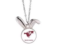 north amecontinent outline map Rabbit Necklace Pendant Bunny Animal Jewelry Gift