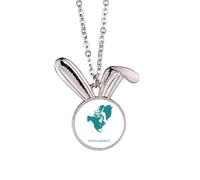 north amecontinent outline map Rabbit Necklace Pendant Bunny Animal Jewelry Gift