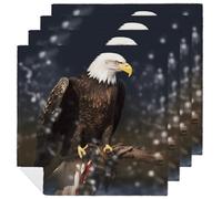 North American Bald Eagle Cloth Napkin 4 PCS Table Dinner Napkins Washable & Reusable Cloth Napkins Washable Tablecloth for Party, Wedding, Lunch, Dinners, Banquet, Christmas