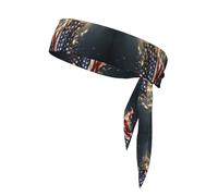 North American Bald Eagle Double-sided athletic bandage with printed sports headband suitable for tennis ninja karate running and yoga