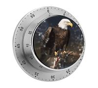 North American Bald Eagle Kitchen Timer - Mechanical Visual Timer, Stainless Steel Digital Timers with Magnetic Base Egg Timers for Hard Boiled Eggs 60-Minute Countdown Kitchen Clock for Cooking