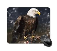 North American Bald Eagle Mouse Pad 25 * 30cm - Non-Slip Rubber Base Mouse Mat Portable Square Desk Mat for Office, Laptop, Travel, Wireless Mice Mats - Waterproof & Durable Design