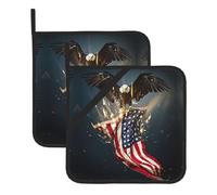 North American Bald Eagle Print Pot Holders Set Of 2,Kitchen Decorative Heat Resistant Potholder For Cooking Baking Holiday Decors